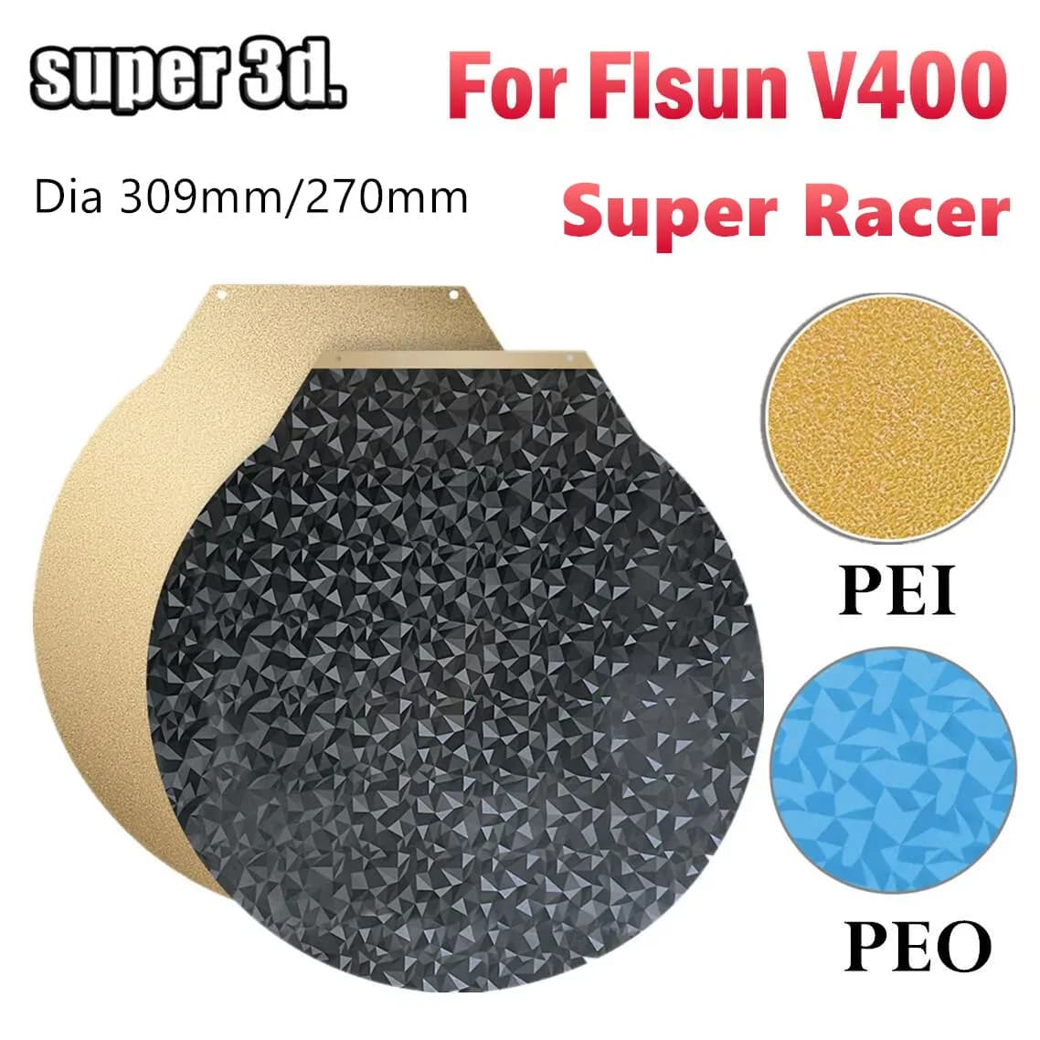Plateau PEO PEI magnétique rond pour Flsun V400 et SR