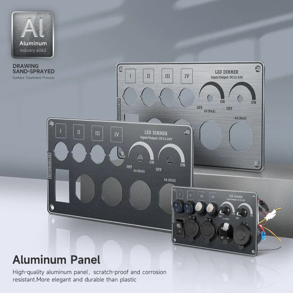 Interrupteur à bascule multifonctions, panneau en aluminium