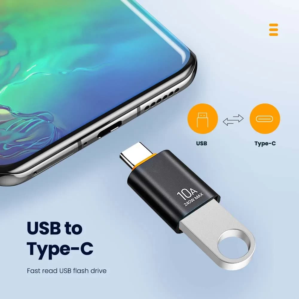 Adaptateur USB 3.0 vers Type C 10A OTG Type C mâle vers USB