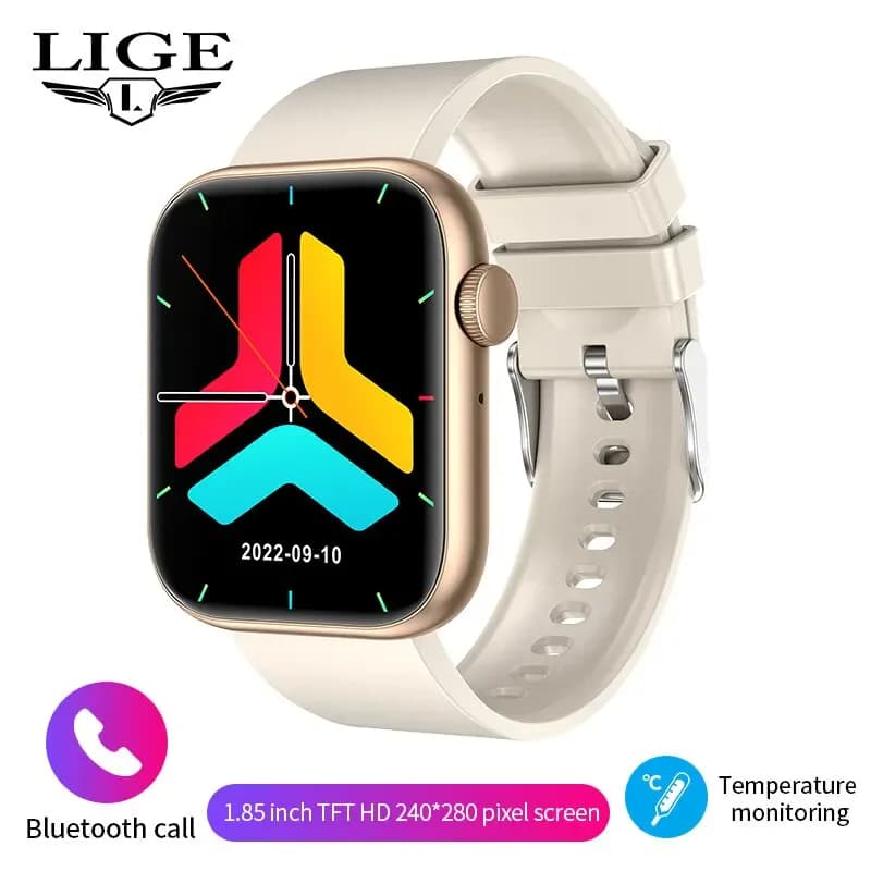 LIGE-Montre intelligente étanche pour femme, écran tactile — Blanc
