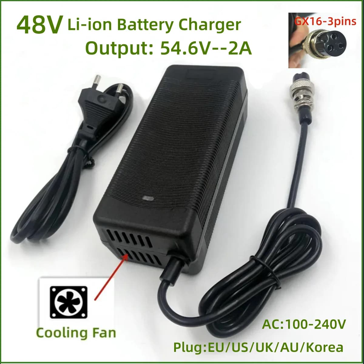 Chargeur 54,6 V 2 A pour Kugoo M4 et Speedway