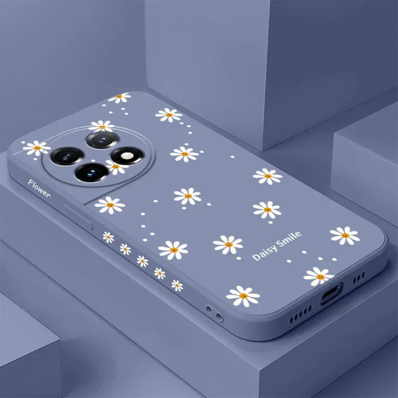 Coque de téléphone marguerite souriante, étui en Silicone