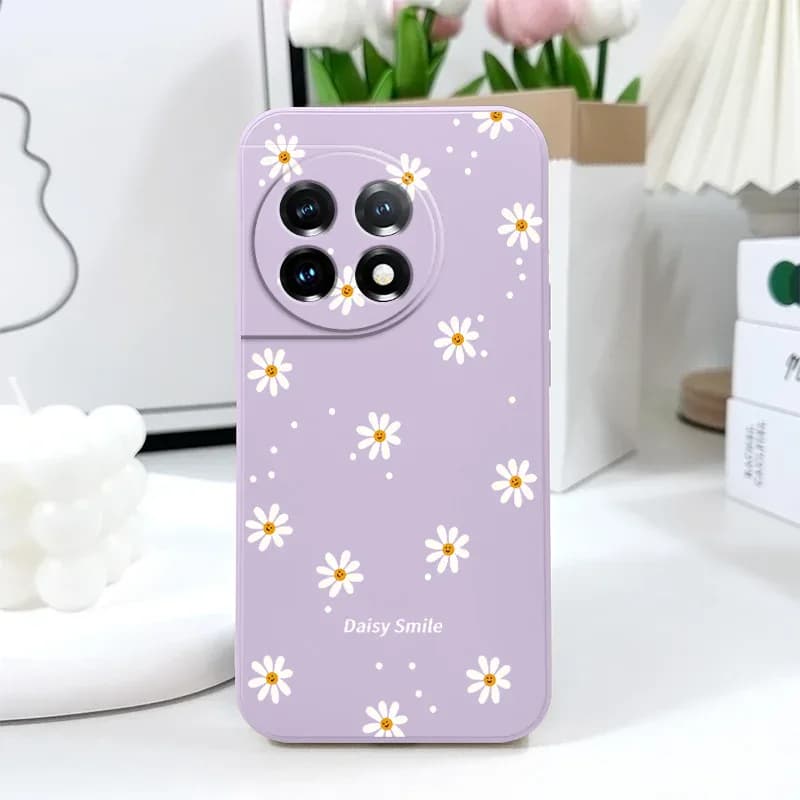 Coque de téléphone marguerite souriante, étui en Silicone