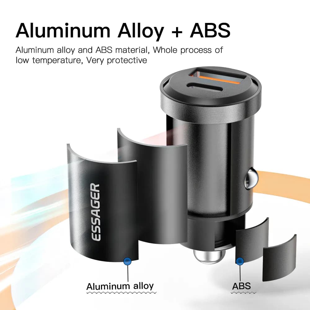 30W Essager – chargeur de voiture USB type-c 30W, charge