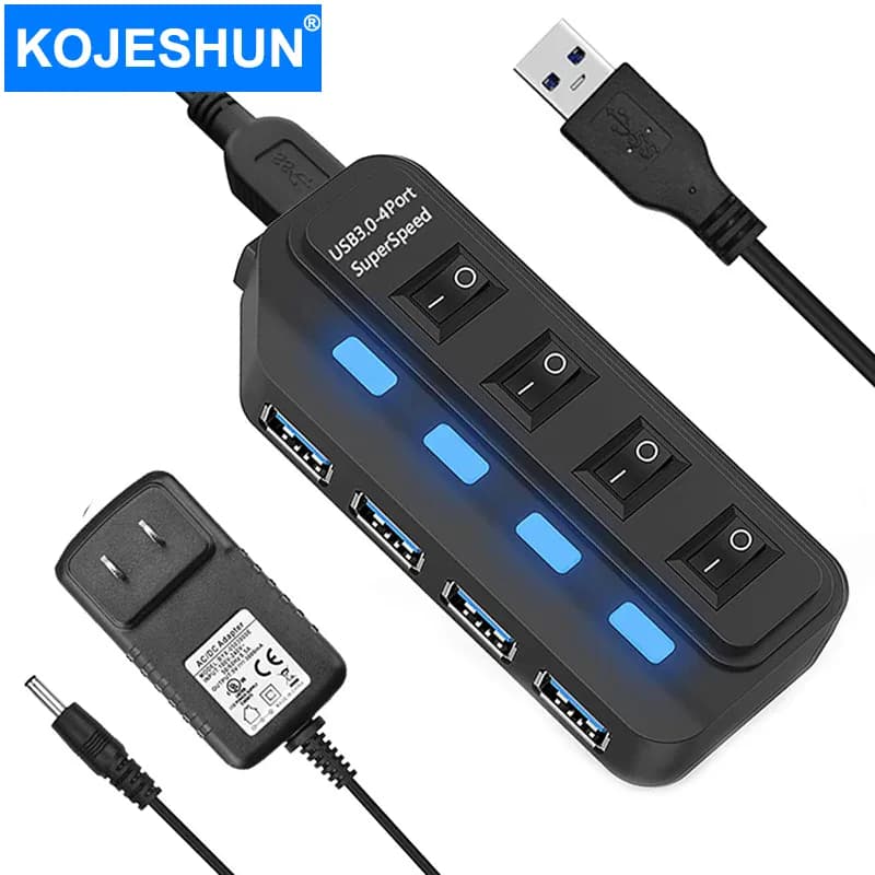 Hub USB 3.0 à 4 ports 5 Gbps avec câble de 60 cm