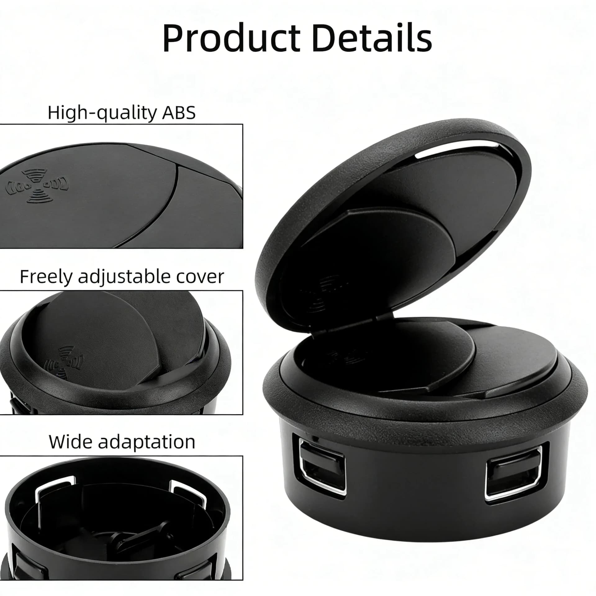 Aérateur universel noir rond pour VR, ouvertures de — photo 4