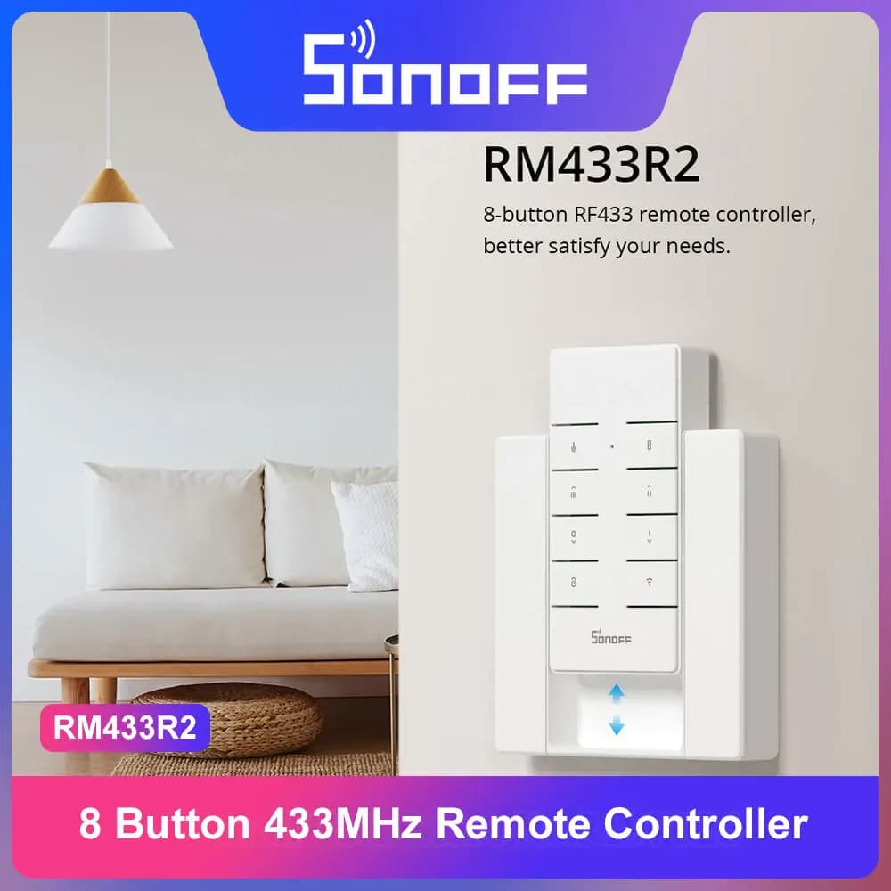 Télécommande RF 433 MHz SONOFF RM433 R2 8 boutons