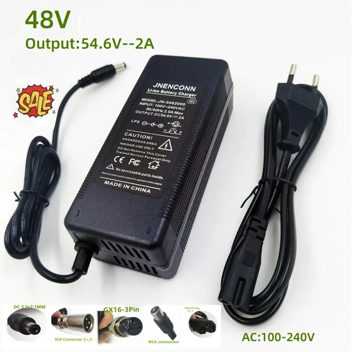 Chargeur de batterie au Lithium 54.6V 2A 48V 13S Kugoo G1