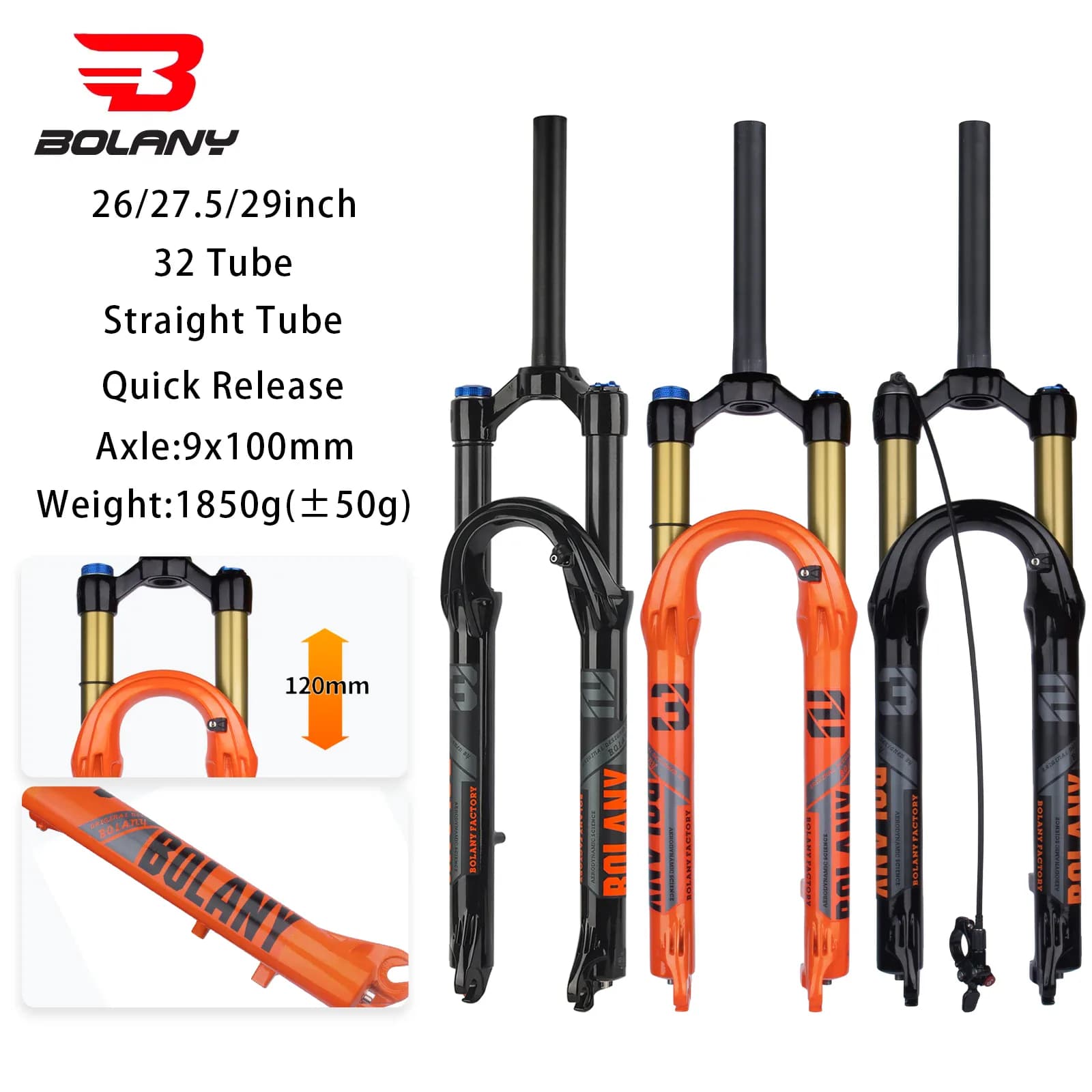 Fourche VTT BOLANY à suspension air en magnésium