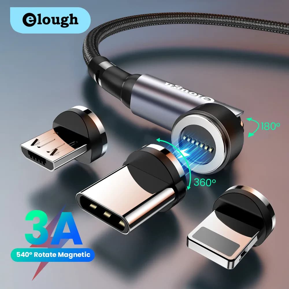 Elough 540 câble magnétique 3A charge rapide Micro USB Type