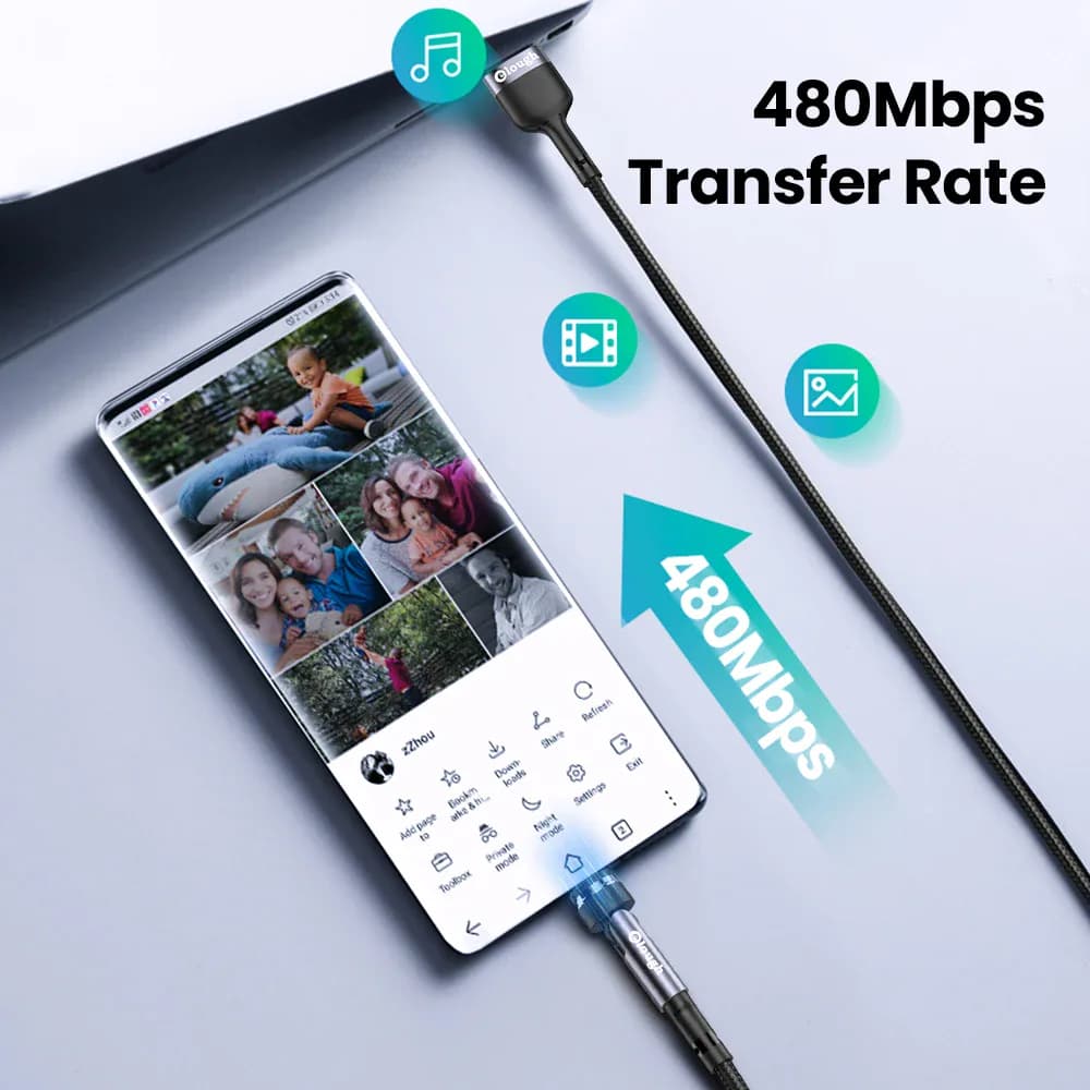 Elough 540 câble magnétique 3A charge rapide Micro USB Type