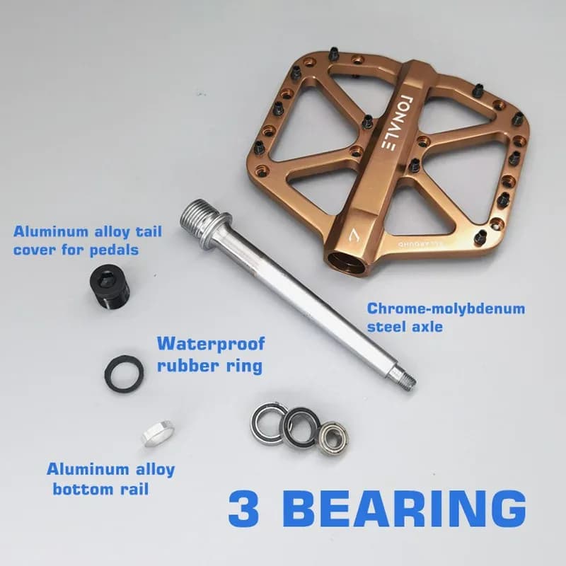 Pédales de vélo vtt marron CNC en alliage d'aluminium poli