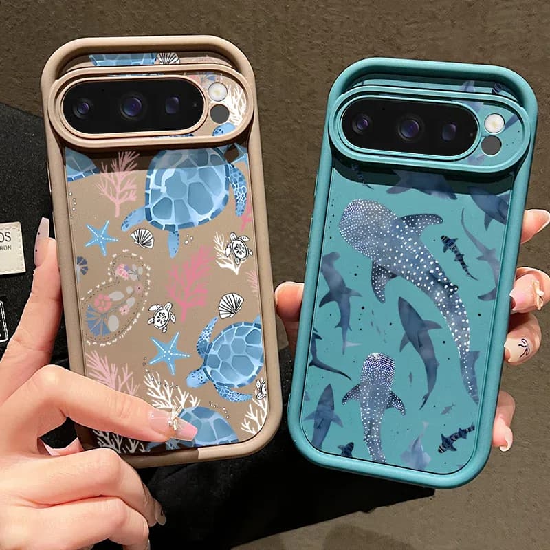 Coque souple d'été imprimé tortue océan dauphin pour Google