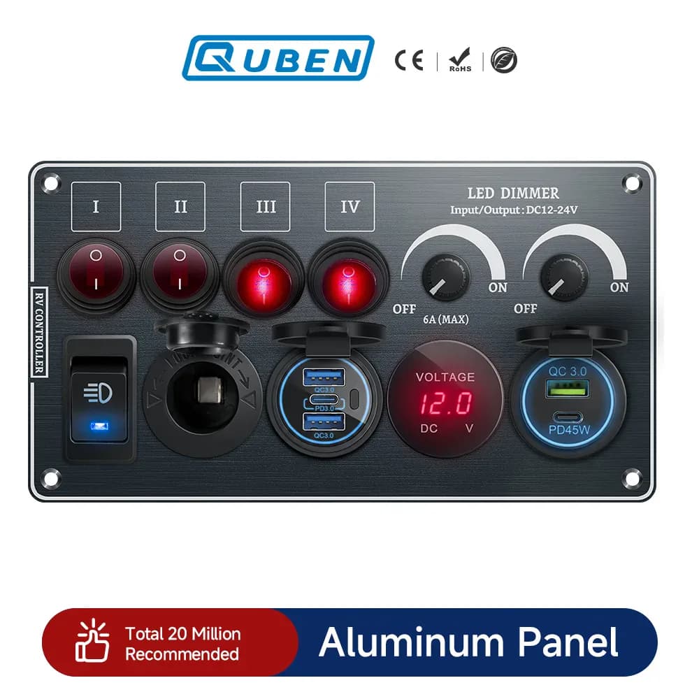 Panneau d'interrupteurs à bascule avec USB pour 12/24V