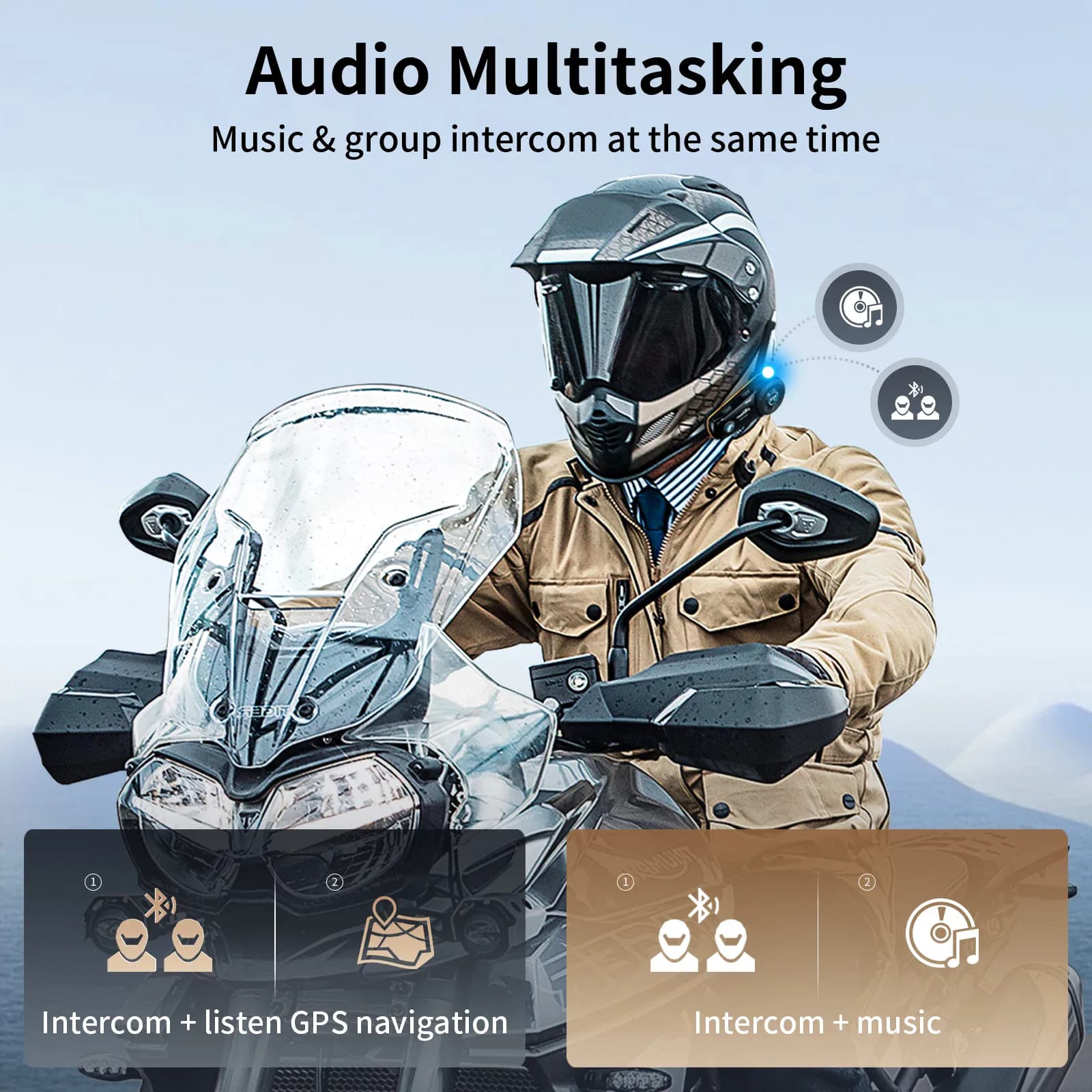 Intercom moto Fodsports FX8 Pro, casque Bluetooth