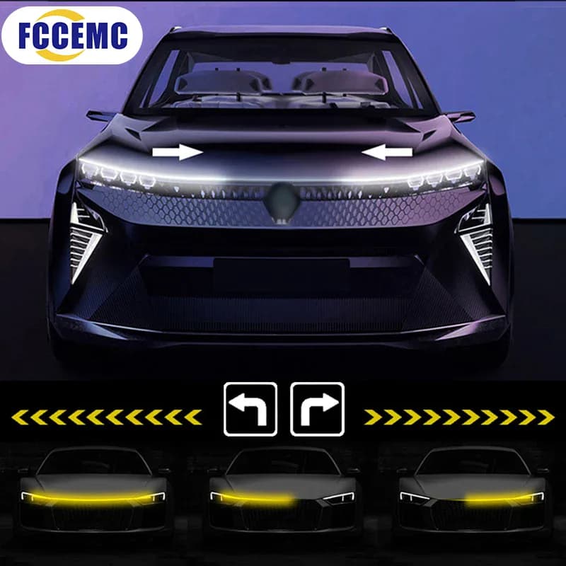 Feu de capot de voiture LED avec clignotant, balayage jaune