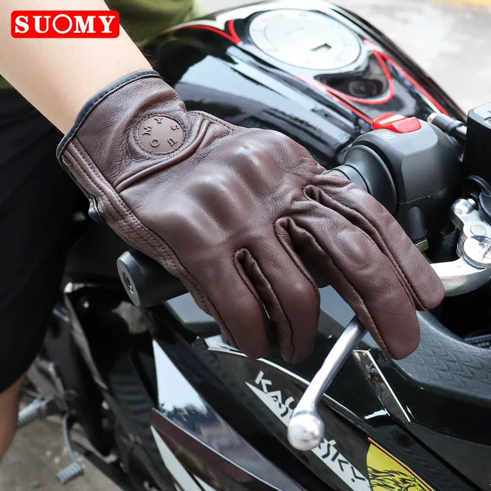 Suomy Vinatge gants de moto en peau de chèvre été hommes