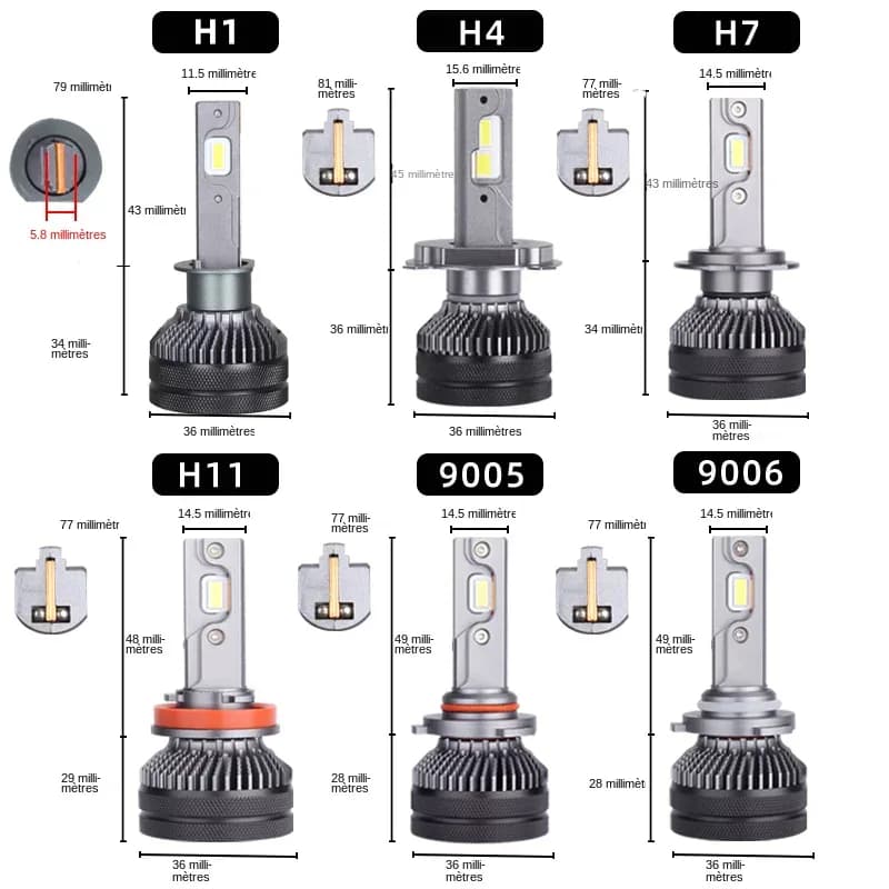 DAWNKNIGHT K5C 4300K 110W H7 H4 lampe à LED Double Tube de