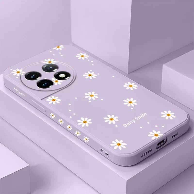 Coque silicone marguerite souriante pour smartphone