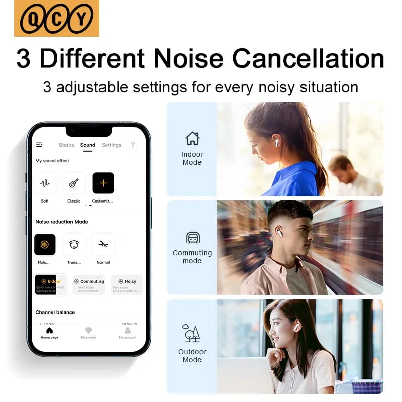 QCY – écouteurs sans fil Bluetooth 5.2, casque d'écoute 40db