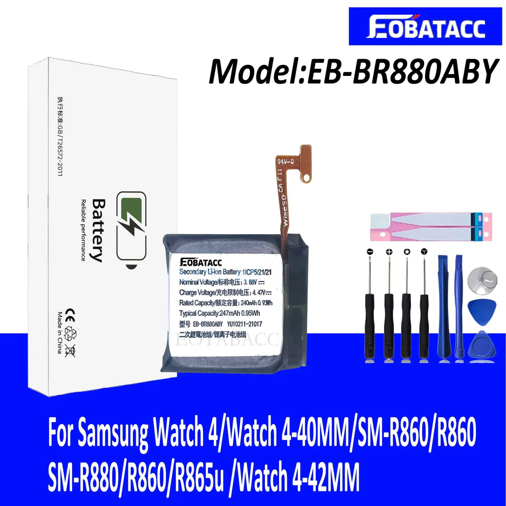 Batterie 2026 ans EB-BR880ABY pour Galaxy Watch 4 40mm/42mm