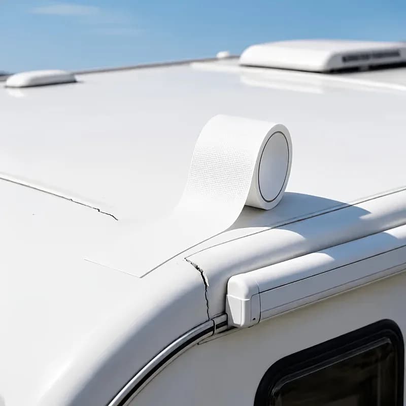 Ruban de réparation de toit pour camping-car, étanche et — Blanc