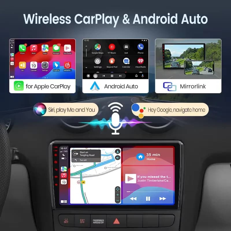 Junsun 7" Wireless CarPlay for Apple Android Auto Car Radio