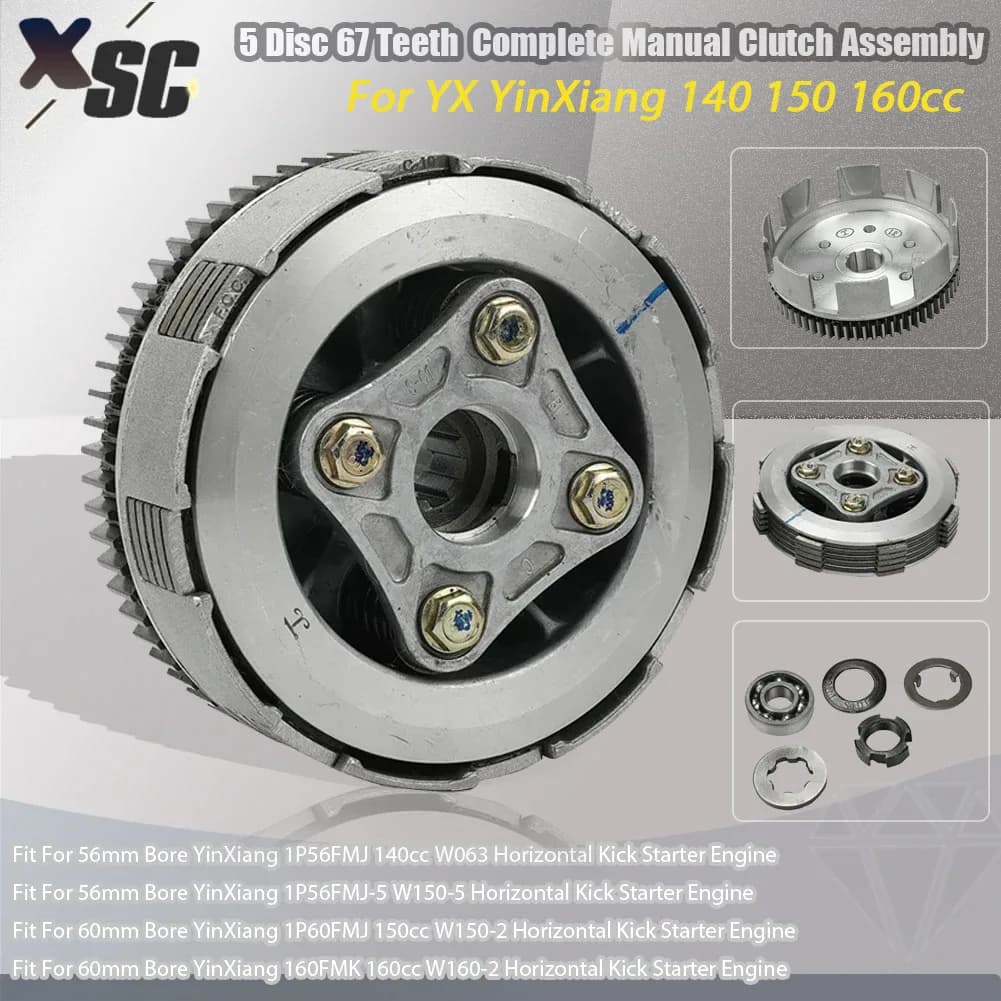 Ensemble d'embrayage de moto 5 disques pour YX YinXiang 140 150 160 cc