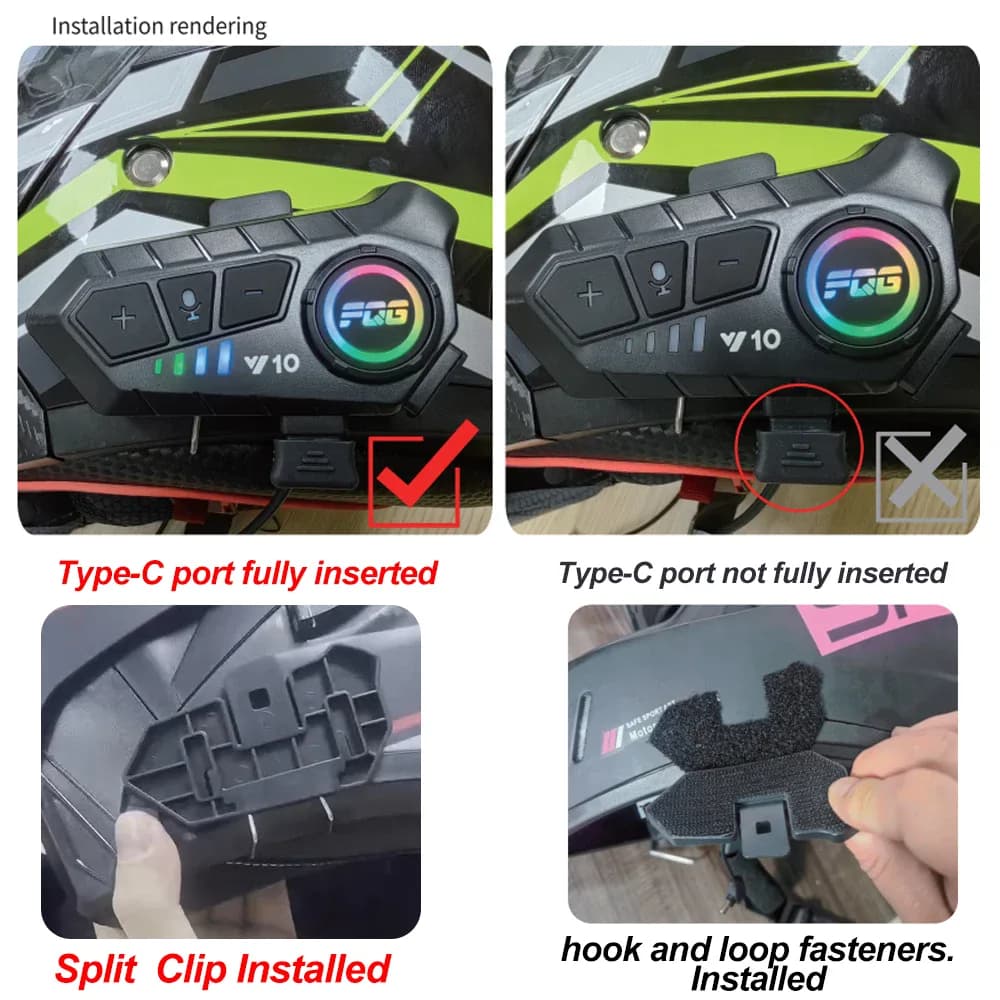 Casque de moto sans fil Bluetooth 5.3, kit de téléphone