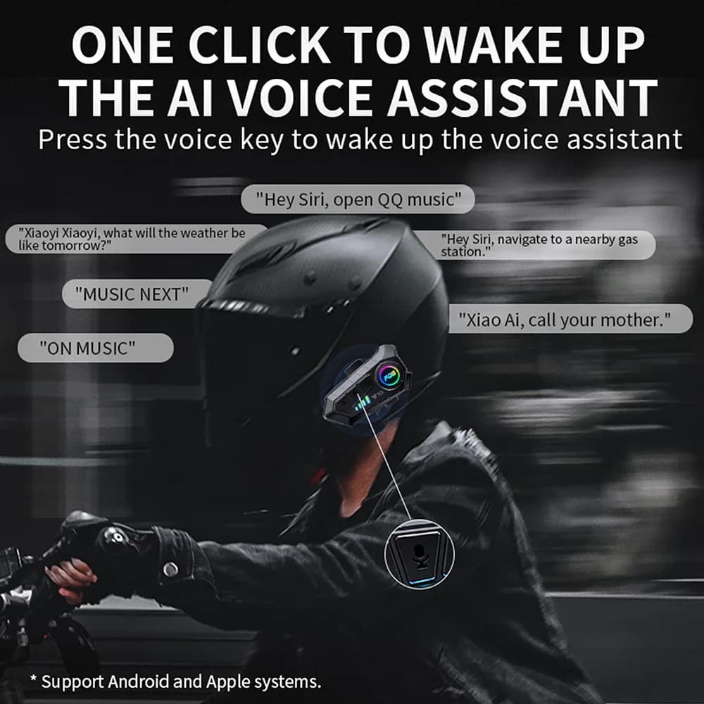 Casque de moto sans fil Bluetooth 5.3, kit de téléphone
