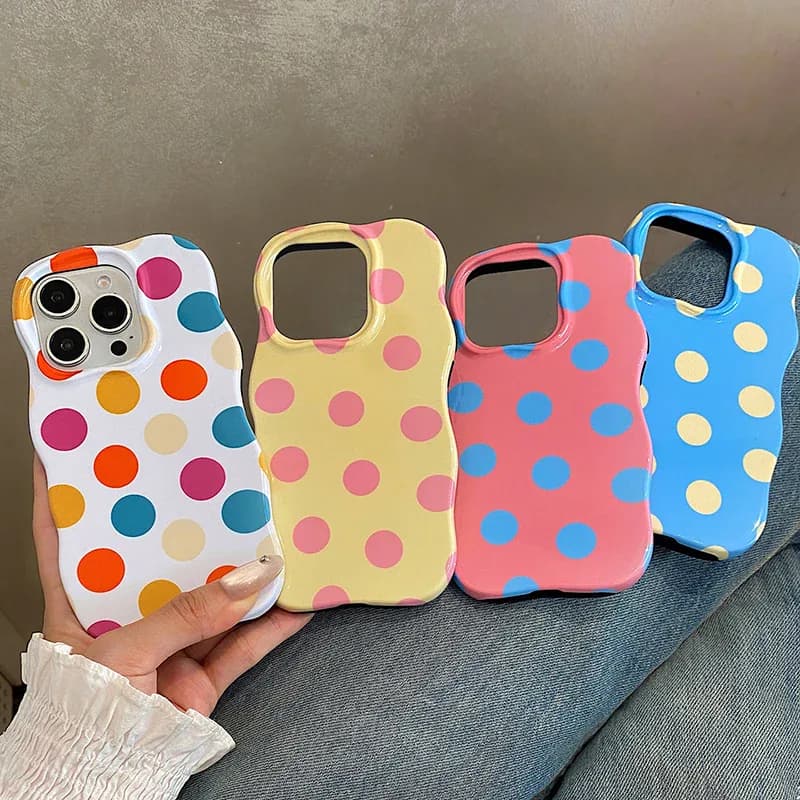 Coque silicone à pois brillants pour iPhone 13 à 17