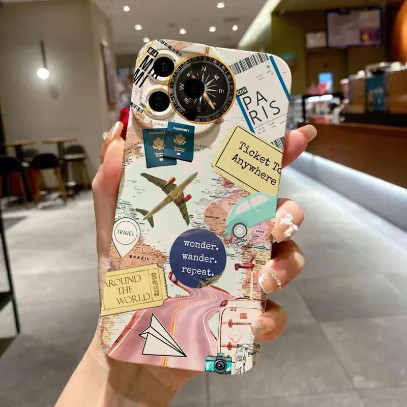 Coque souple motif voyage pour iPhone