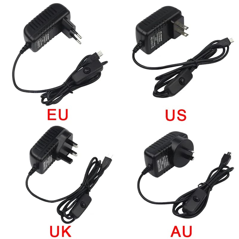 5V 3A Raspberry Pi 3 modèle B + alimentation Port Micro USB