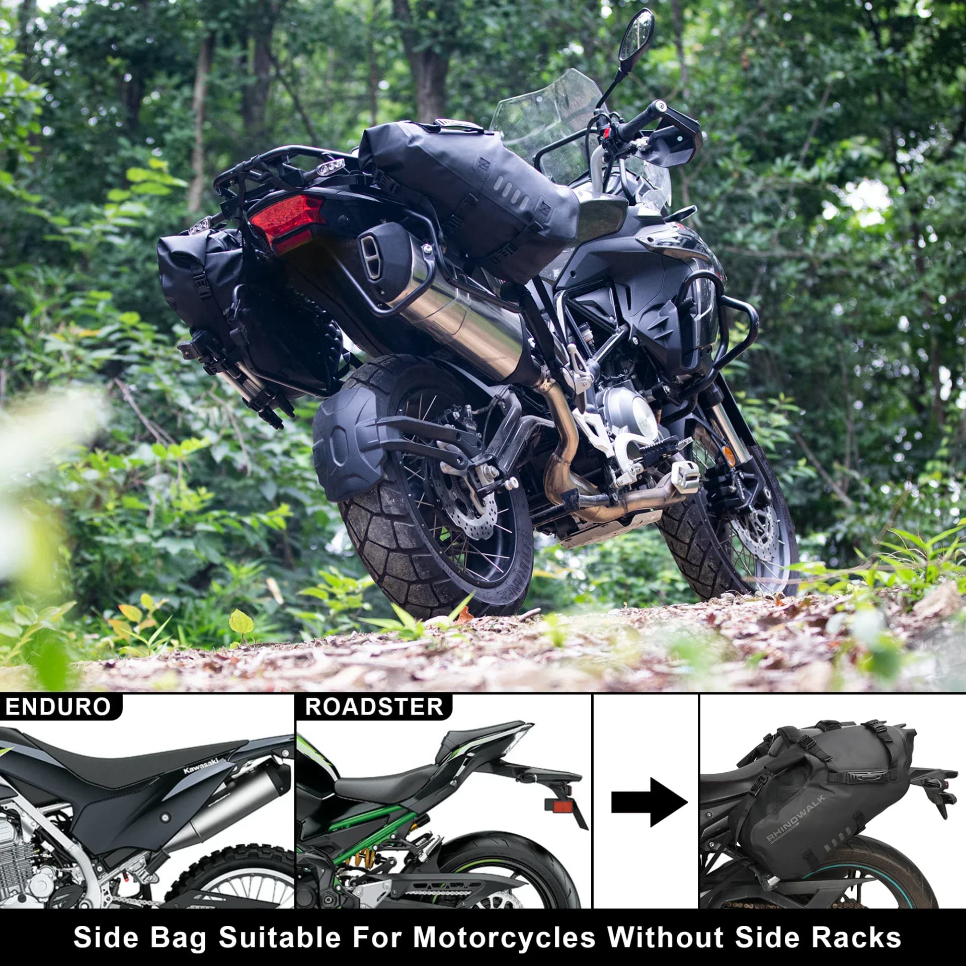 Rhinowalk sac de moto 100% étanche 18L/28L/48L grande