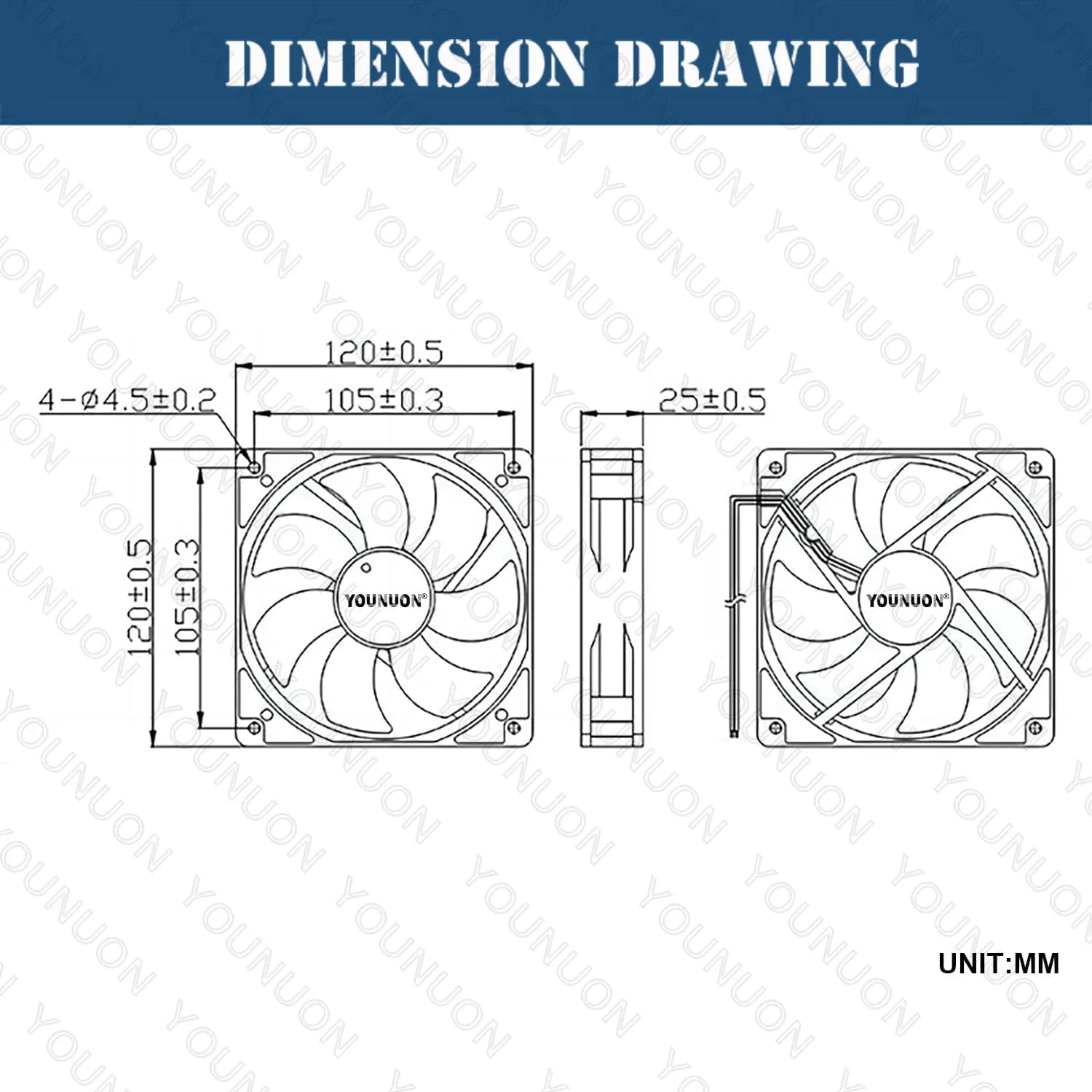 Double boule 120x120x25mm ventilateur de refroidissement DC