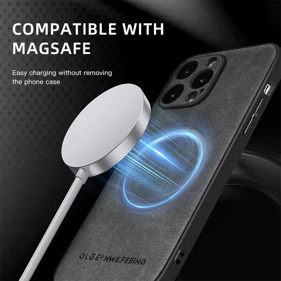 Étui en cuir de luxe MagSafe pour Apple iPhone 17 Pro Max