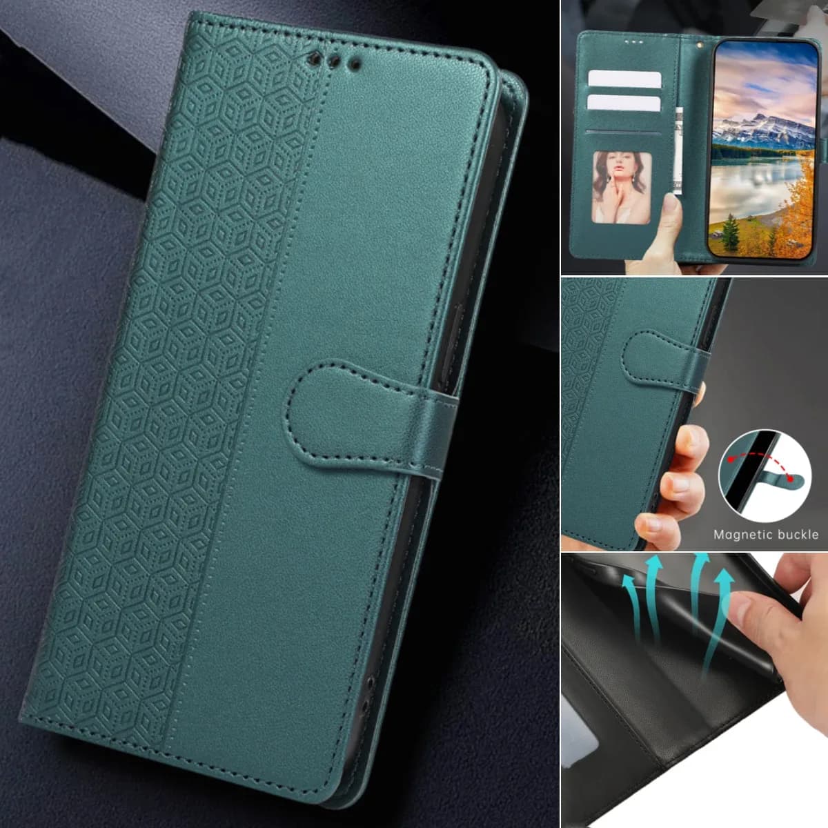 Étui portefeuille en cuir pour iPhone 15 16 17 avec support