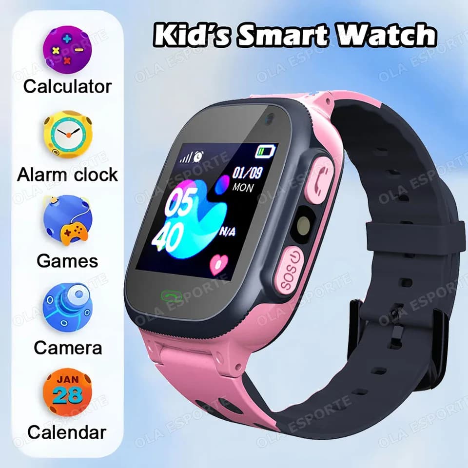 Montre connectée pour enfants avec localisateur GPS, montre — Rose