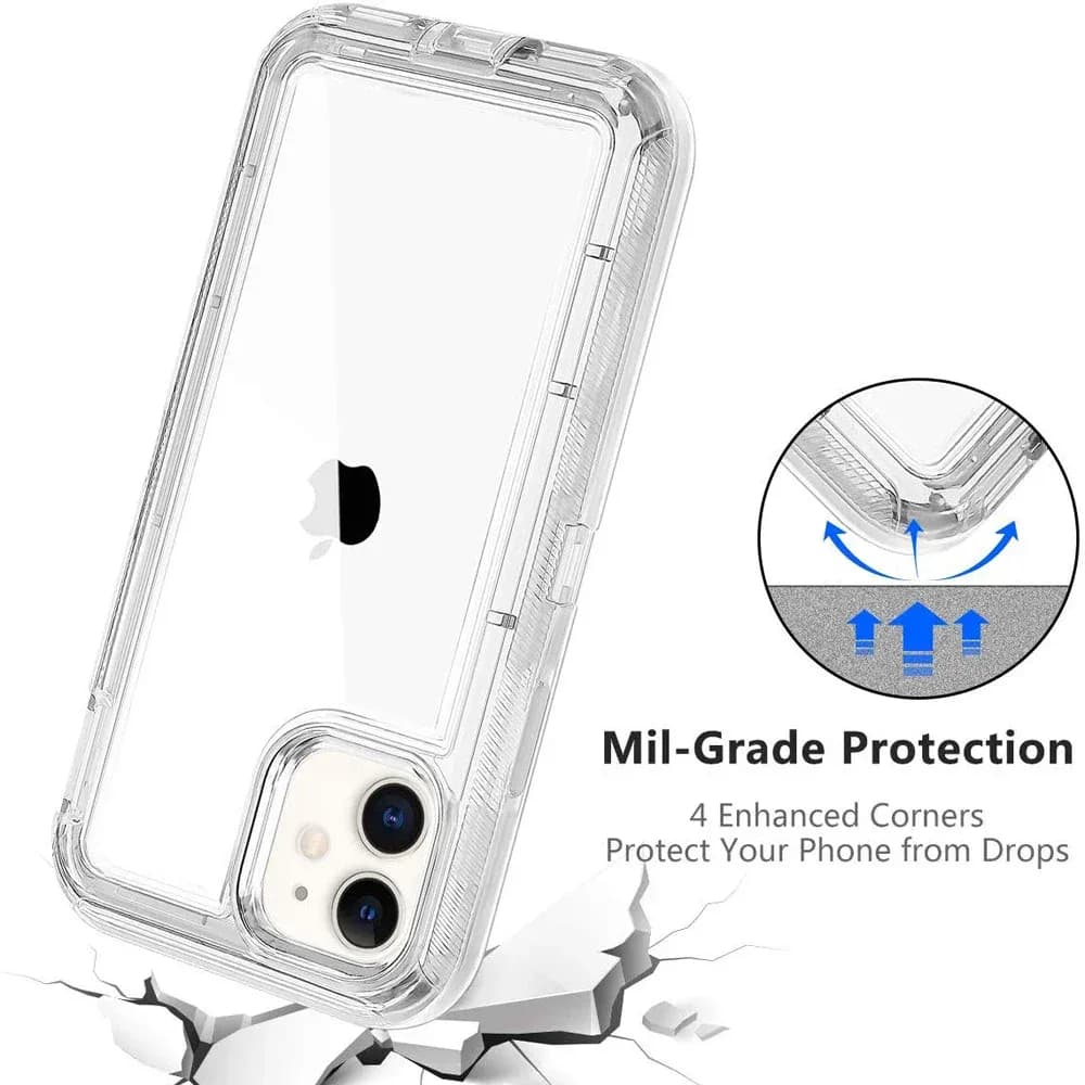 Coque transparente hybride robuste 3 en 1, corps complet