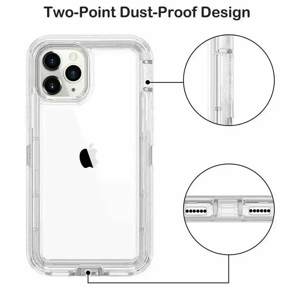 Coque transparente hybride robuste 3 en 1, corps complet