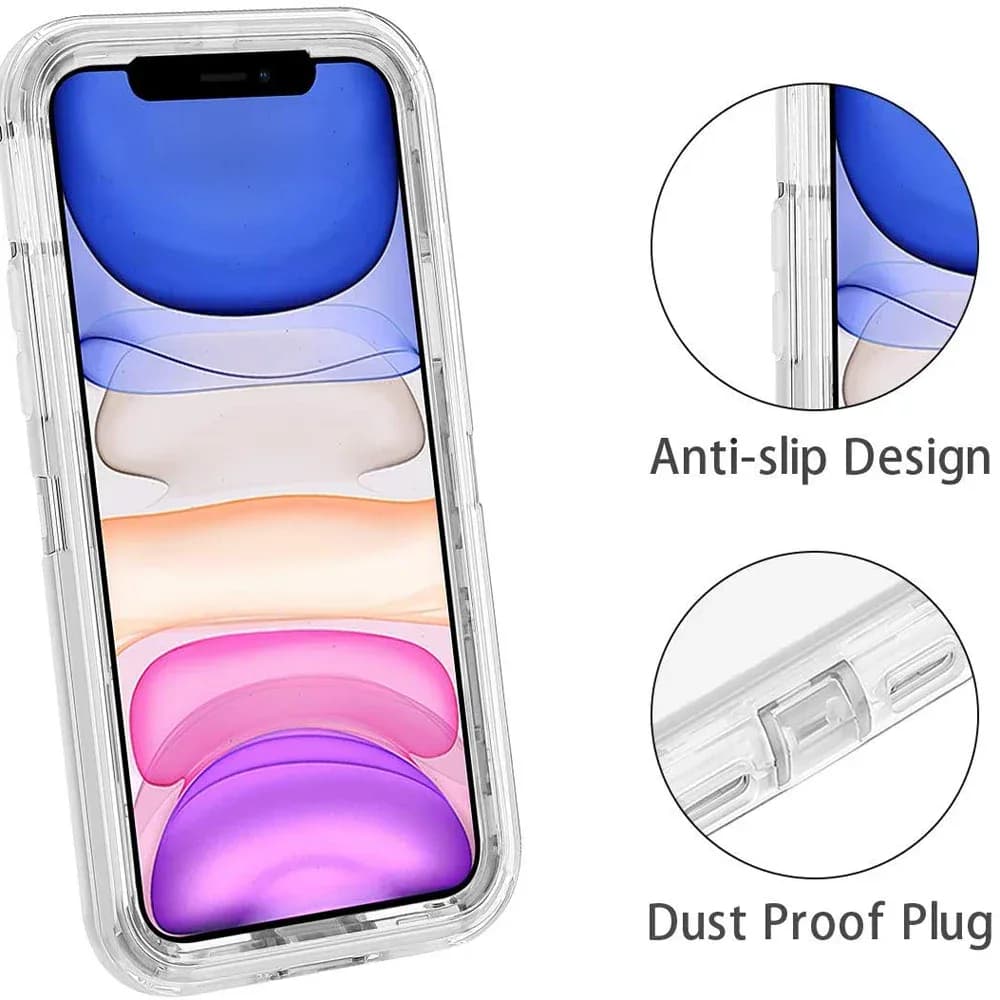 Coque transparente hybride robuste 3 en 1, corps complet