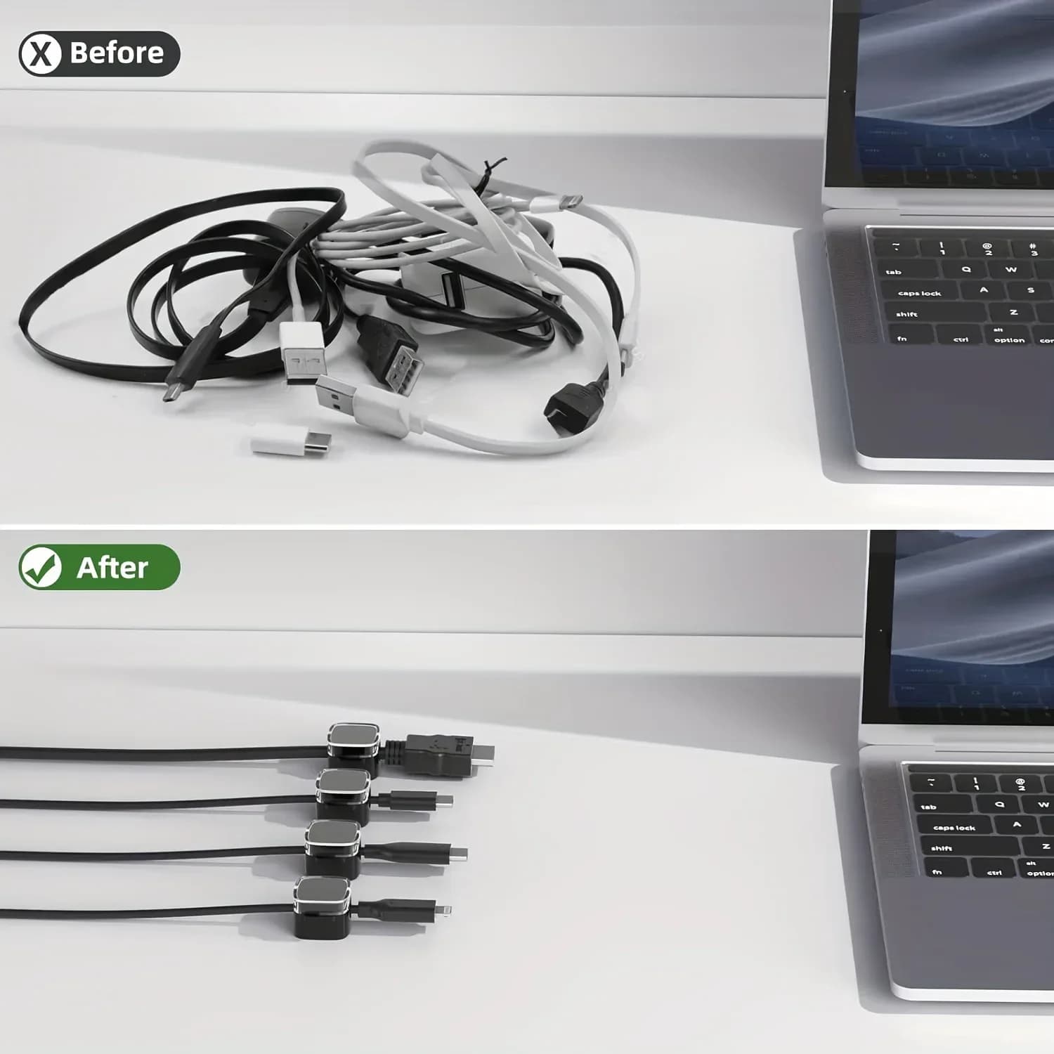 VIKEFON 6 pièces Clips de gestion de câbles magnétiques