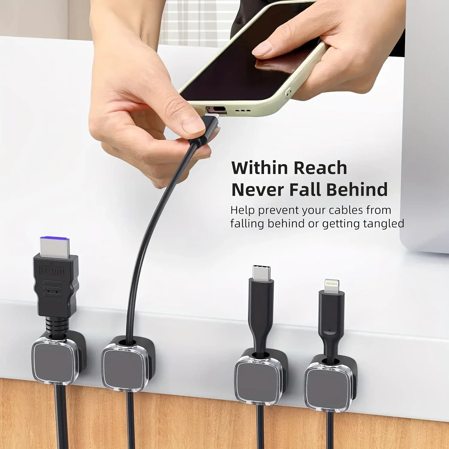 VIKEFON 6 pièces Clips de gestion de câbles magnétiques