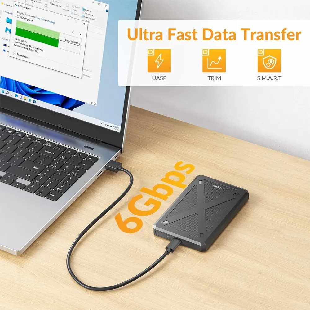 Boîtier de disque dur SATA 2, 5 pouces iDsonix USB 3.1 Type
