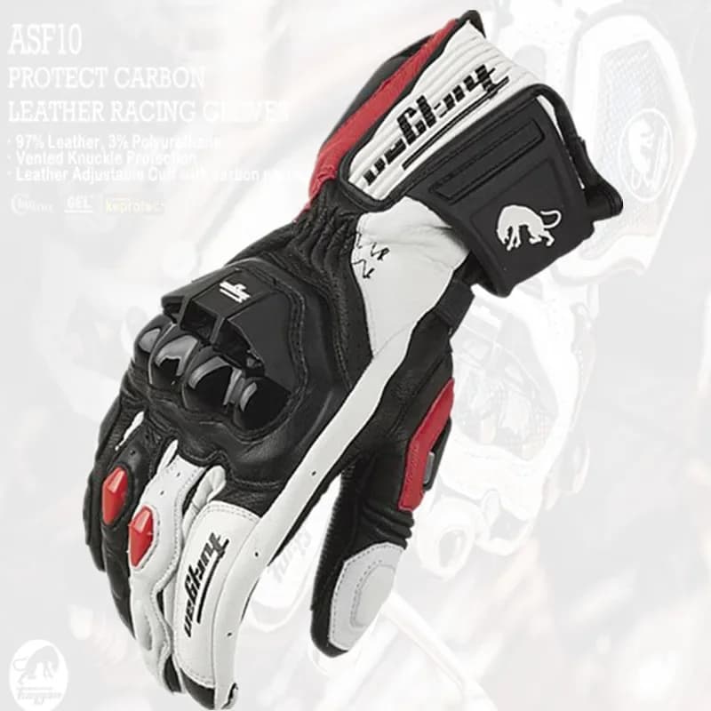 Gants de moto en cuir coupe-vent à doigts longs pour homme