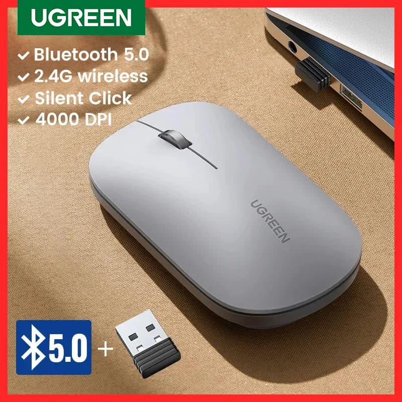 Souris sans fil silencieuse Bluetooth et 2.4G 4000 DPI