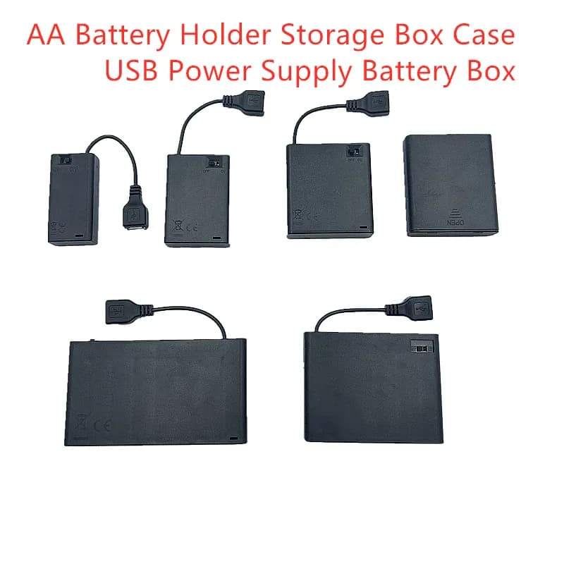 Support de piles AA avec sortie USB 2 à 8 piles