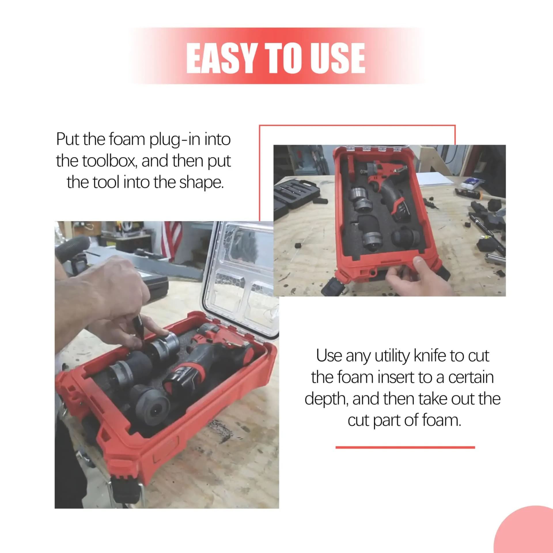 Insert en mousse pour boîte à outils compatible avec les — photo 4