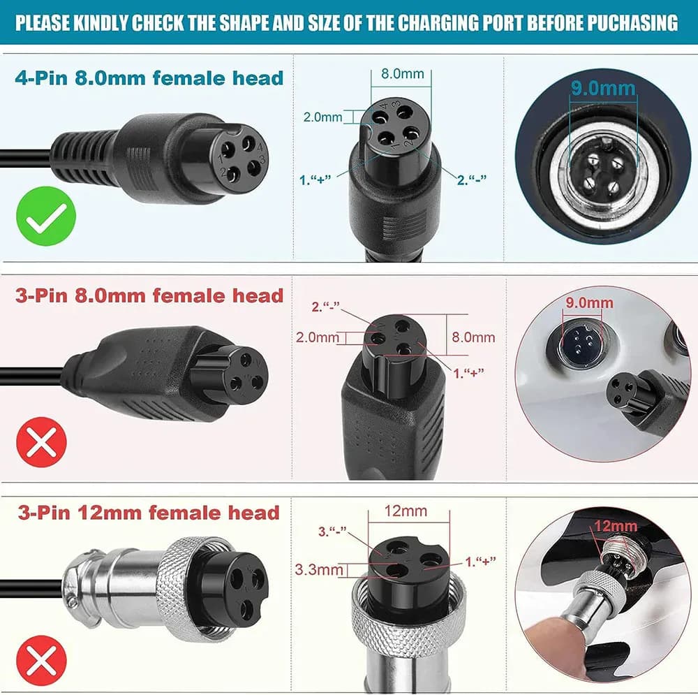 Chargeur 63 V 2 A à 4 broches pour Ninebot