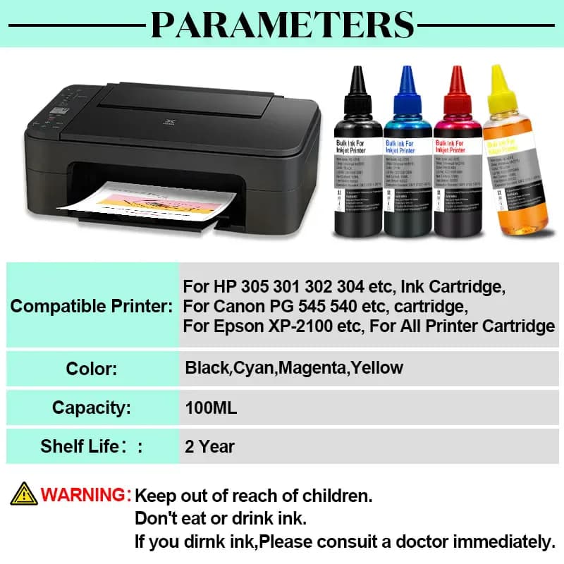 Kit de recharge d'encre universel pour imprimante, pour